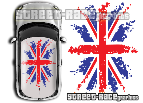 Mini 001 Union Jack roof splatter graphics