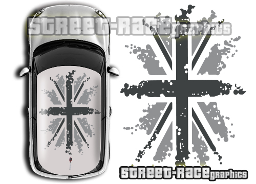 Mini 002 Union Jack roof splatter graphics