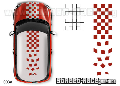 Mini 003a bonnet & roof checkerboard stripes