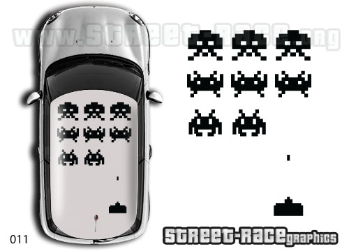 Mini 011 space invader roof decals