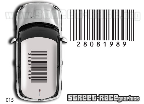 Mini 015 roof barcode sticker