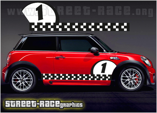 Mini side racing stripes 016A (Challenge Cooper S Works)