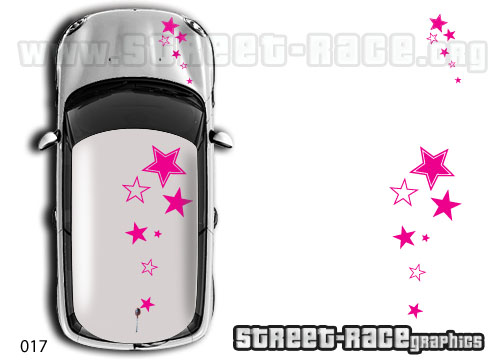 Mini 017 roof & bonnet stars stickers