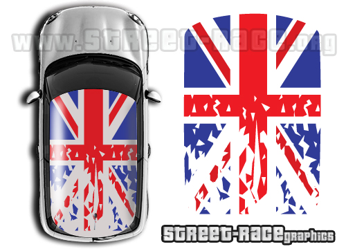 Mini 027 Union Jack roof grunge graphics