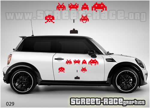 Mini Space Invaders door stickers 027