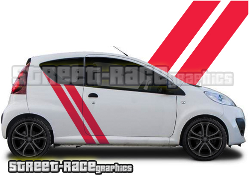 Peugeot 107 racing stripes 026 diagonal decals