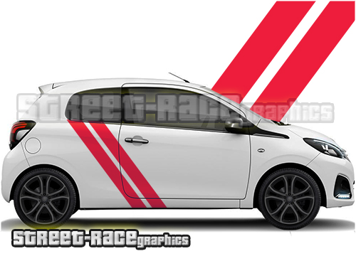 Peugeot 108 racing stripes 026 diagonal decals