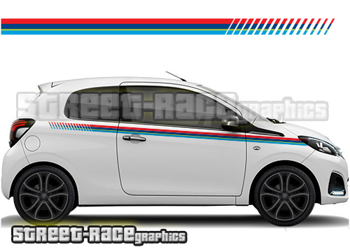 Peugeot 107 108 printed racing stripes 007
