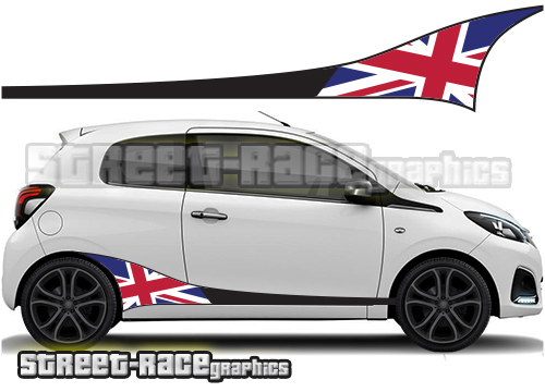 Peugeot 107 108 printed racing stripes 012 - Union Jack flag