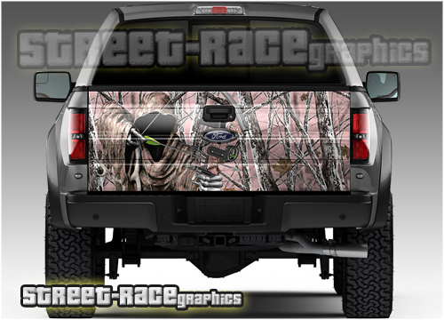 1118 - Tailgate wrap (Bow Reaper pink snowstorm camouflage)