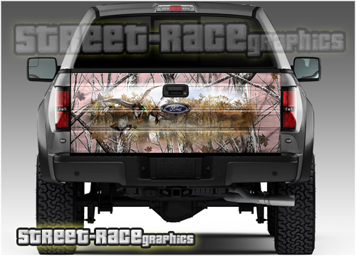 1132 - Tailgate wrap (Duck Mallard pink Snowstorm camouflage)