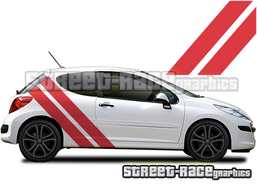 Peugeot 207 racing stripes 026 diagonal decals