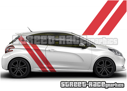 Peugeot 208 racing stripes 024 diagonal decals