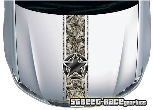 4x4 truck bonnet stripe 3531 - Buck Skull camouflage