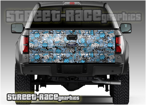 905 - Tailgate wrap (blue stickerbomb)