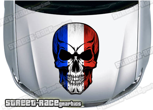 BS38703 Skull printed bonnet / hood graphic - French flag
