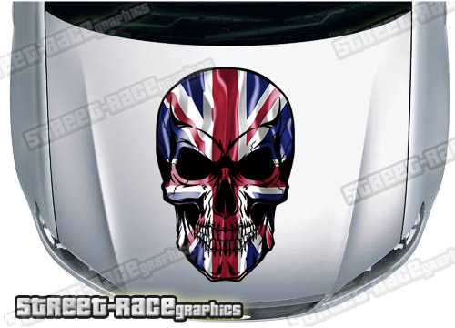BS38706 Skull printed bonnet / hood graphic - Union Jack