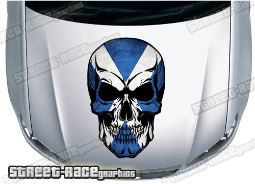 BS38709B Skull printed bonnet / hood graphic - Scotland Flag