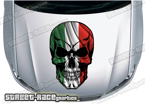 BS38720 Skull printed bonnet / hood graphic - Italian flag