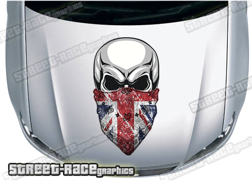 BS39702 Skull printed bonnet / hood graphic - Union Jack Bandana