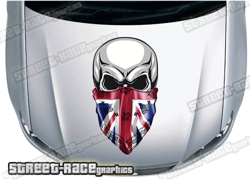 BS39706 Skull printed bonnet / hood graphic - Union Jack Bandana