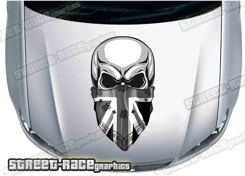 BS39707 Skull printed bonnet / hood graphic - Union Jack Bandana