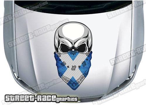 BS39709A Skull printed bonnet / hood graphic - Scotland Flag Bandana CARBON