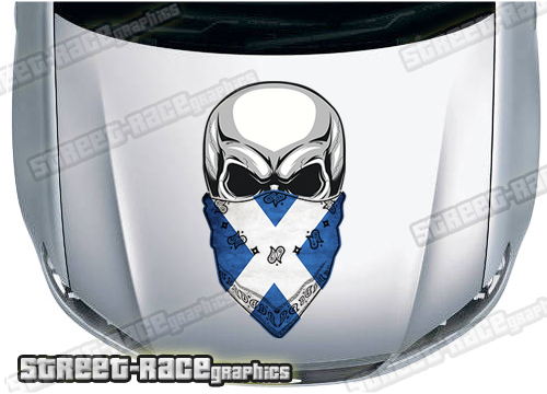 BS39709B Skull printed bonnet / hood graphic - Scotland Flag Bandana