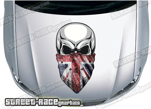 BS39714 Skull printed bonnet / hood graphic - Union Jack Bandana