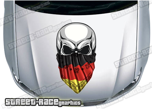 BS39721 Skull printed bonnet / hood graphic - German Flag Bandana