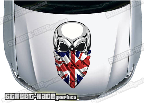 BS39722 Skull printed bonnet / hood graphic - Union Jack Bandana