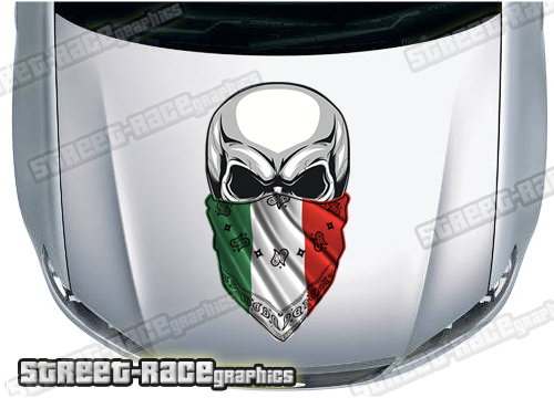 BS39723 Skull printed bonnet / hood graphic - Italian flag Bandana