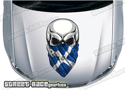 BS39725 Skull printed bonnet / hood graphic - Scotland Flag Bandana