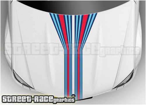 BSU203 Martini bonnet / hood racing stripes 590mm