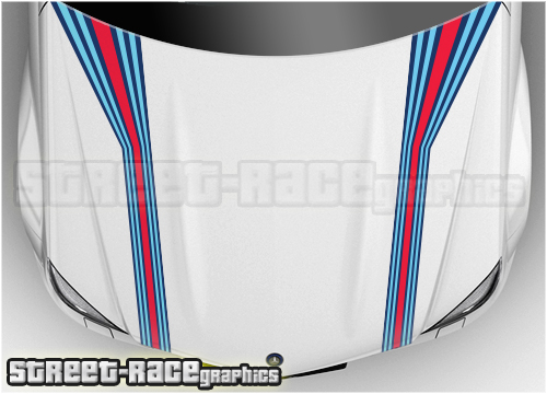 BSU204 Martini bonnet / hood racing stripes 280mm