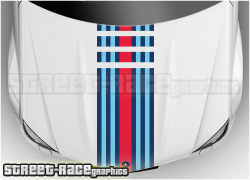 BSU205 Martini bonnet / hood racing stripes 400mm