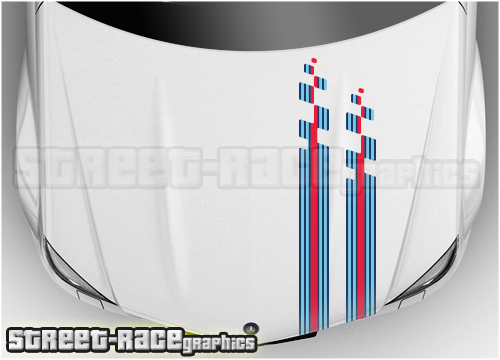 BSU207 Martini bonnet / hood racing stripes 220mm