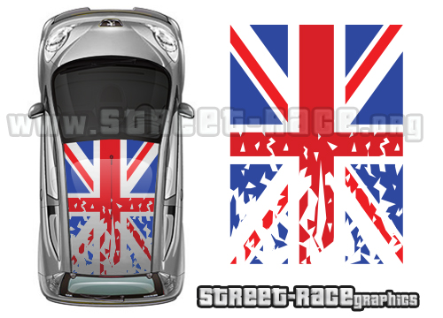 Citroen C1 018 Union Jack roof grunge graphics