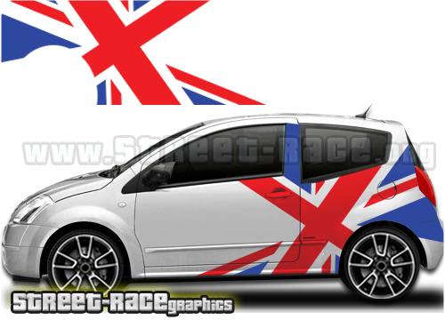 Citroen C2 rally graphics Union Jack 025