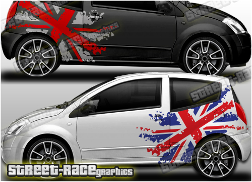 Citroen C2 rally graphics 025 - Union Jack Splatter