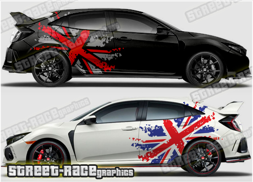 Honda Civic rally graphics 026 - Union Jack Splatter