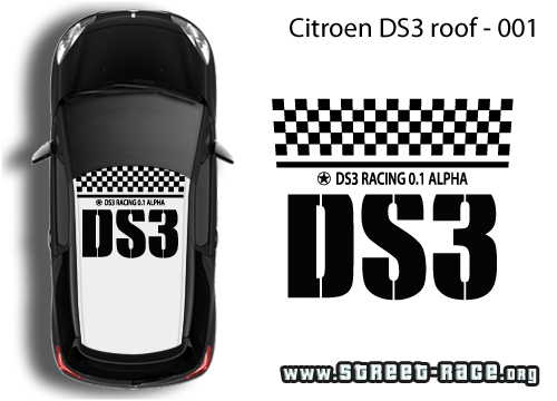 Citroen DS3 roof 001 Racing graphics kit