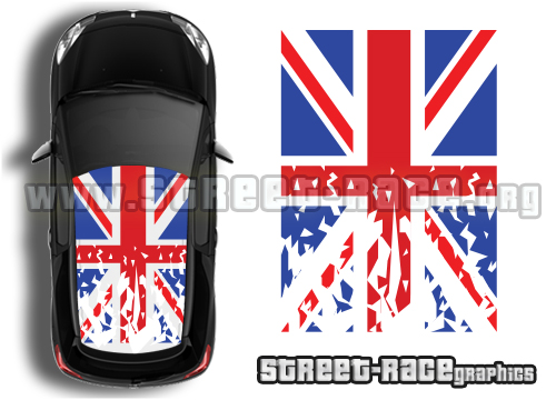 Citroen DS3 roof 068 Union Jack roof grunge graphics