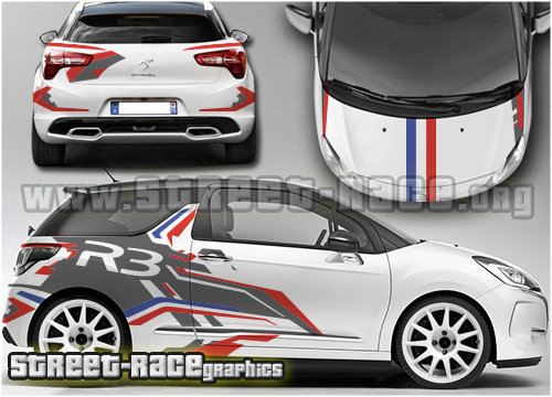 Citroen DS3 R3 rally sticker kit 002A - French flag