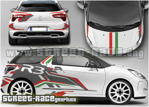 Citroen DS3 R3 rally sticker kit 002B - Italian flag