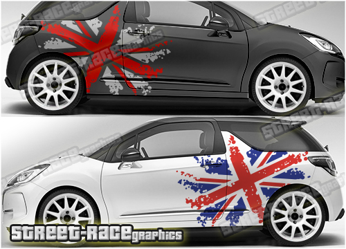 Citroen DS3 rally graphics 074 - Union Jack Splatter