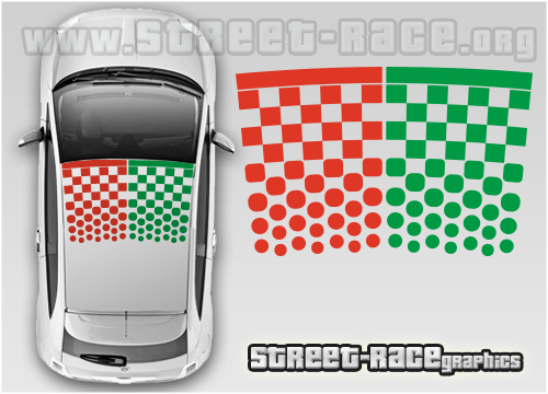 Fiat 500 OTT005 Italian Flag roof graphics
