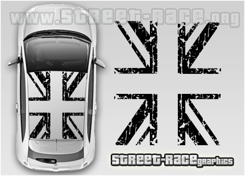 Fiat 500 OTT021 - roof Union Jack grunge