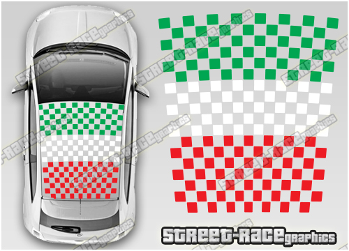 Fiat 500 OTT044 roof Italian Flag stickers