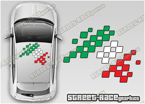 Fiat 500 OTT045 roof Italian Flag stickers